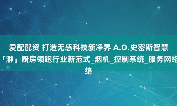 爱配配资 打造无感科技新净界 A.O.史密斯智慧「瀞」厨房领跑行业新范式_烟机_控制系统_服务网络