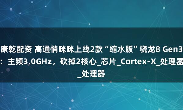 康乾配资 高通悄咪咪上线2款“缩水版”骁龙8 Gen3：主频3.0GHz，砍掉2核心_芯片_Cortex-X_处理器